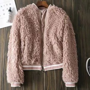 Zara Pink Faux Fur Textured Teddy Bomber Jacket